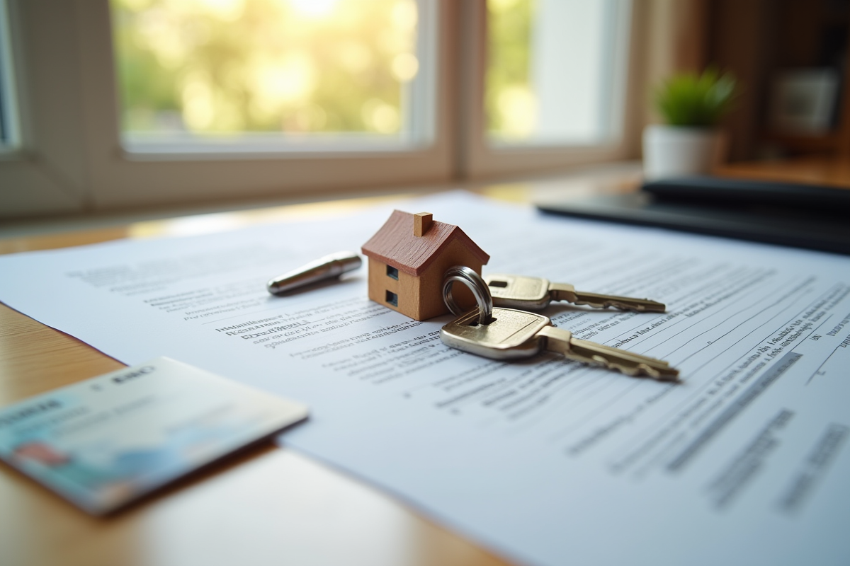 Clés d'appartement avec porte-clé maison sur contrat de location