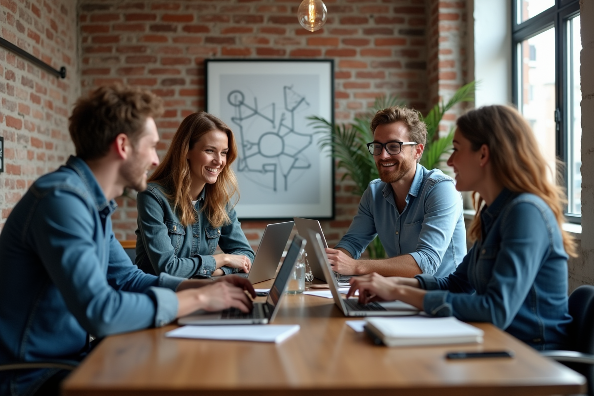Groupe de professionnels collaborant dans un espace de coworking