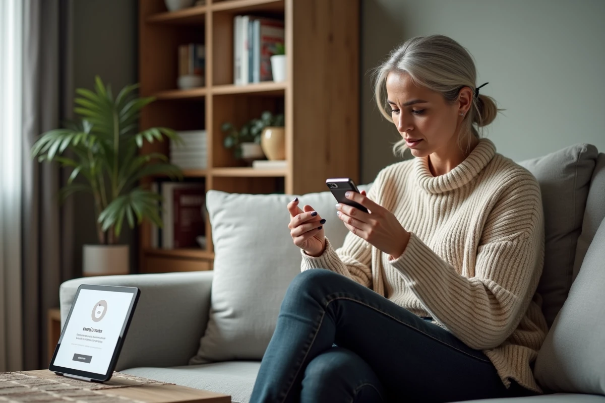 Femme recherchant comment contacter le service client Uber Eats gratuitement sur smartphone