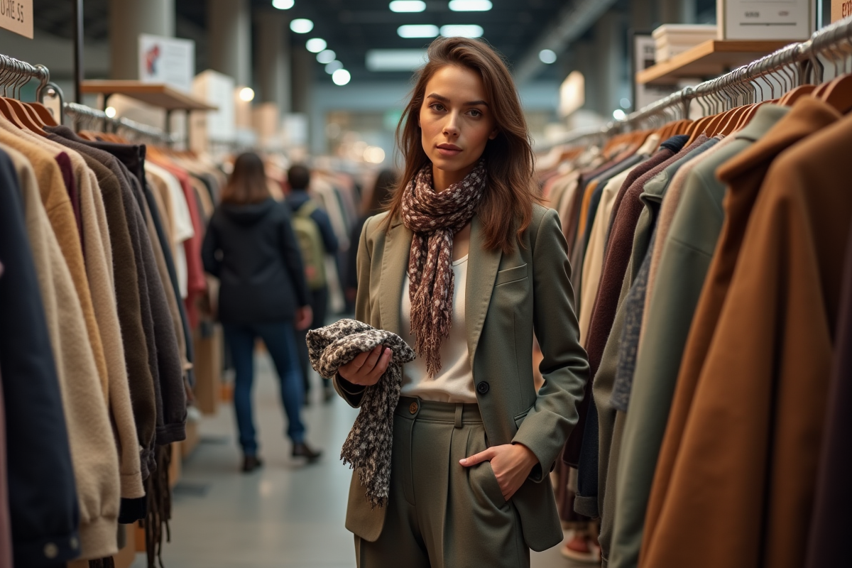 Jeune femme mode en marché vestimentaire intérieur