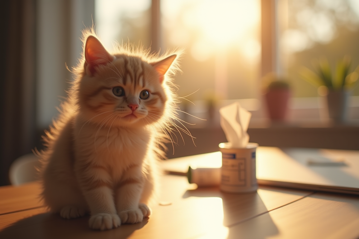 Pelage de chat flottant dans l
