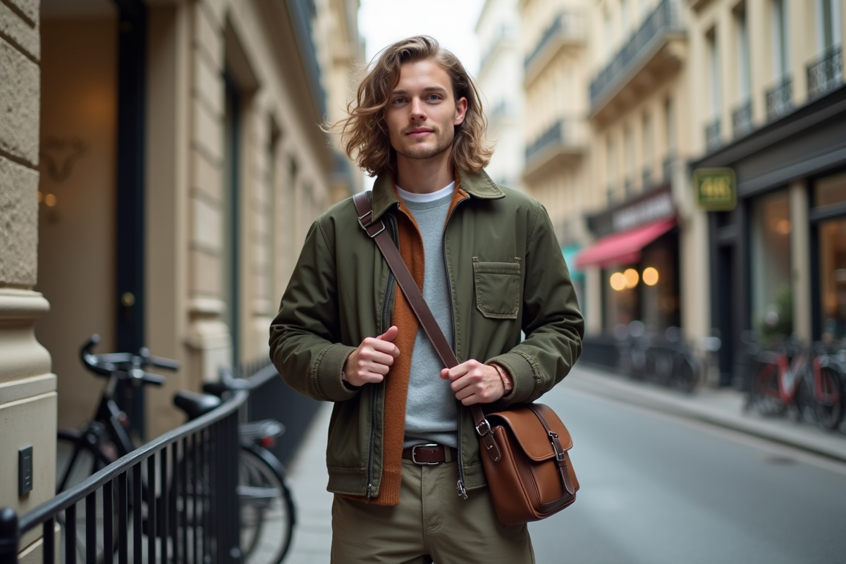 Personne nonbinaire dans la rue parisienne en casual