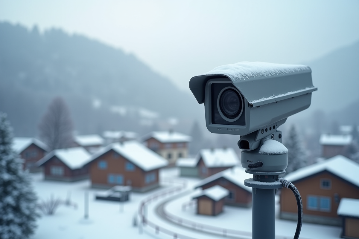 Webcam météo sur le Bessat avec toits enneiges en arrière-plan